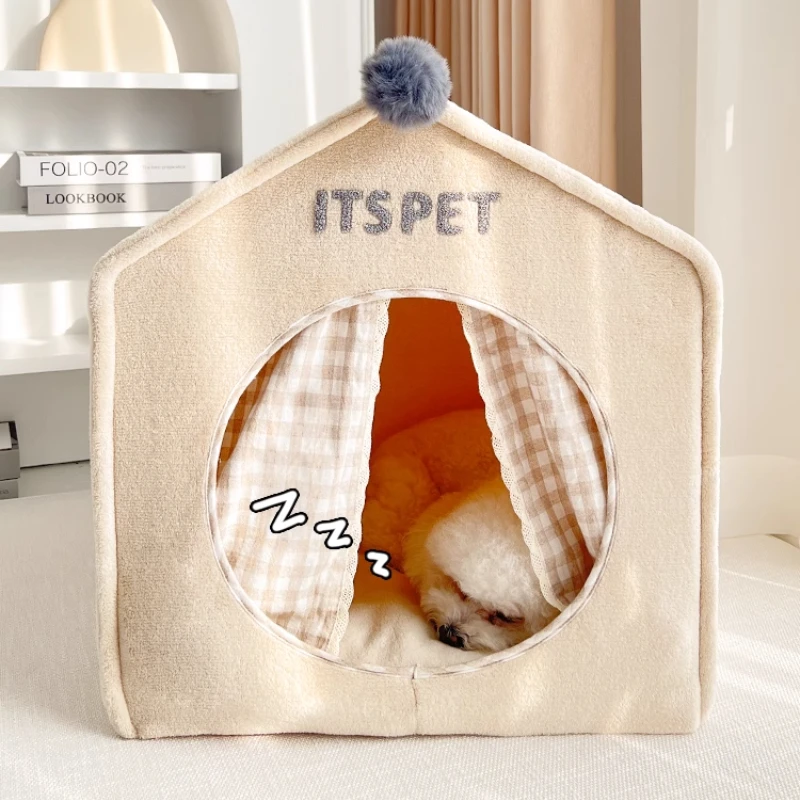 

Closed Style Warm Cat/dog Nest Detachable and Washable Cat House Indoor Cat Nest Suitable for Small and Medium-sized Dog Kennel