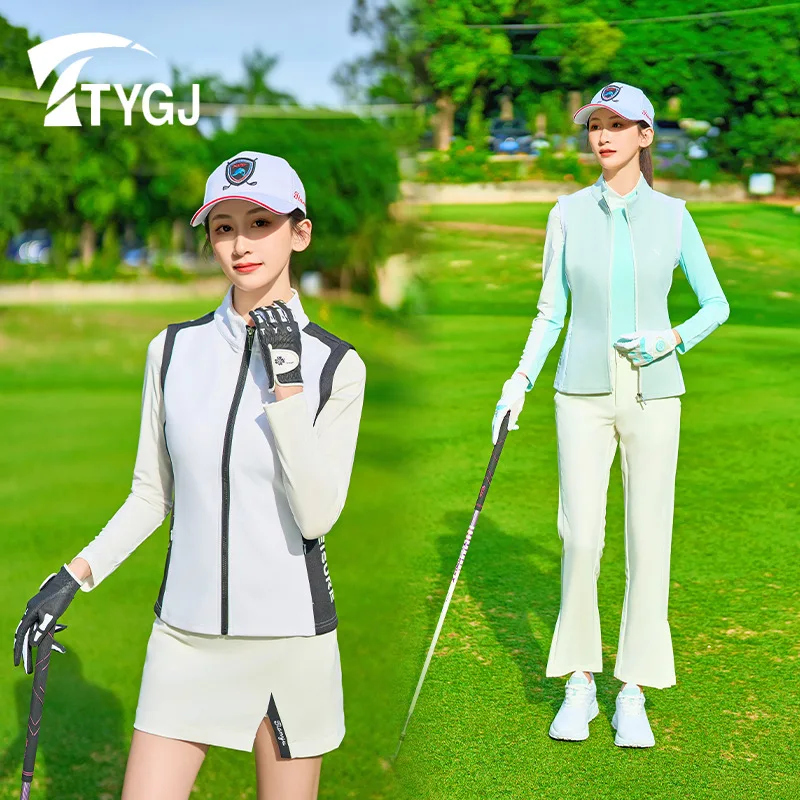 Golf vest women's windproof horse clip vest standing collar slim jacket casual women's sleeveless sports top