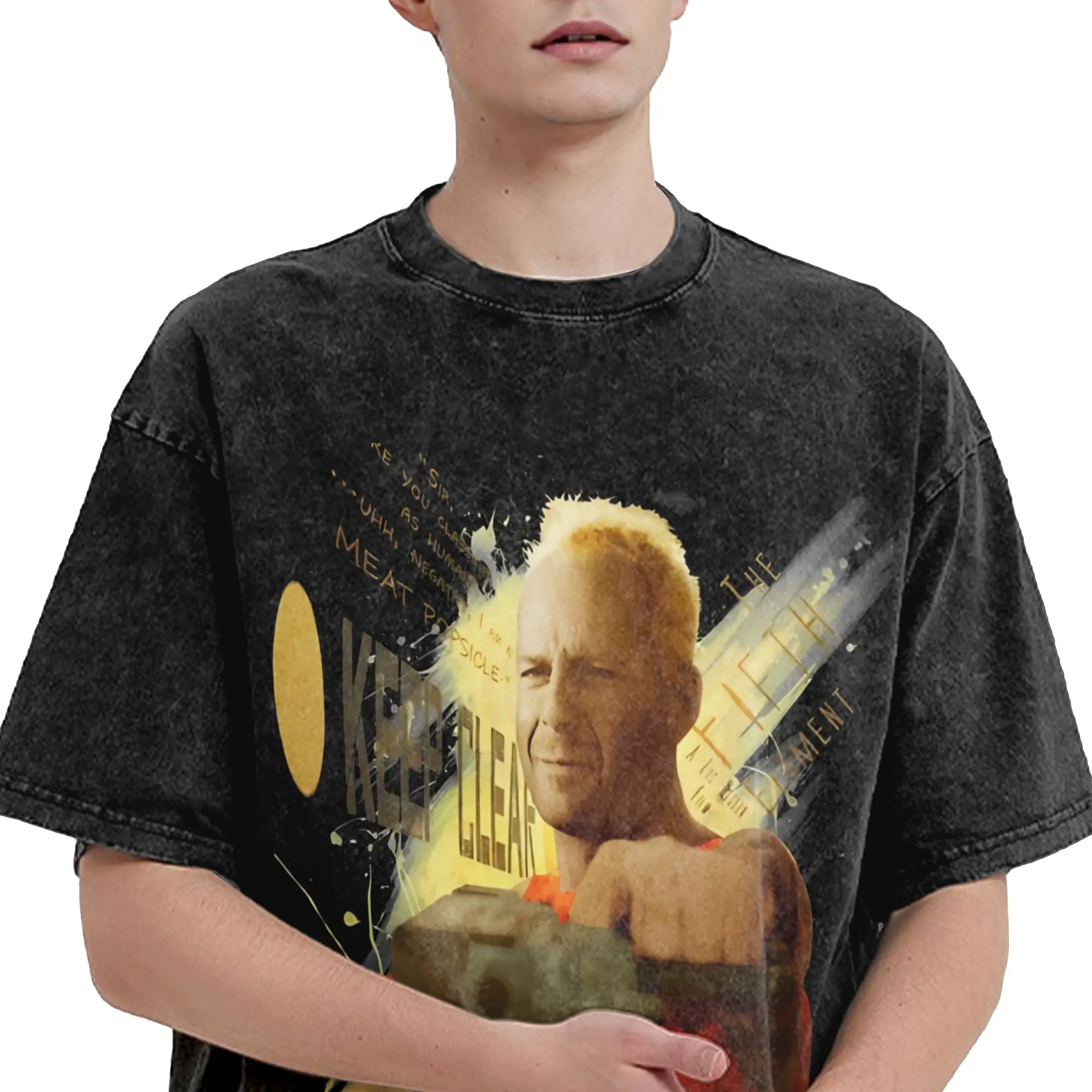 Summer Korben Dallas The Fifth Element Washed Shirt Merch Harajuku T-Shirt  for Men Women Tee