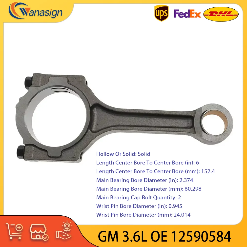 

1Pcs Connecting Rod Con Rod for Buick Enclave Cadillac Chevrolet Camaro GMC 3.6L V6 Engine Part 12590584 Fit 2008-2017