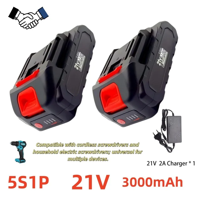 Replacement Li-ion Battery 21V 3.0Ah Rechargeable Pack Cordless Electric Drill Power Tool Spare Parts