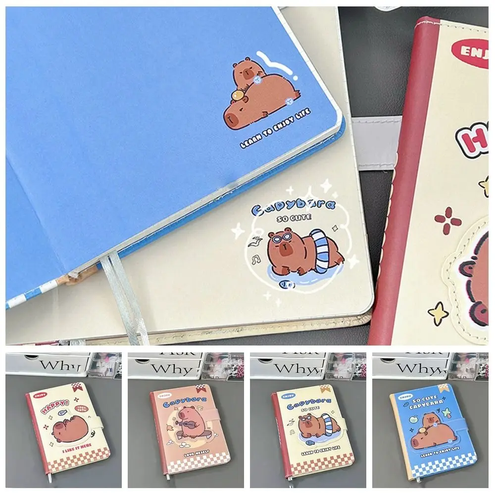 Portable PU Capybara Notebook Cartoon Business Memos Magnetic Notebook Sketchbook 96 Pages B5 Mini Notepad Student