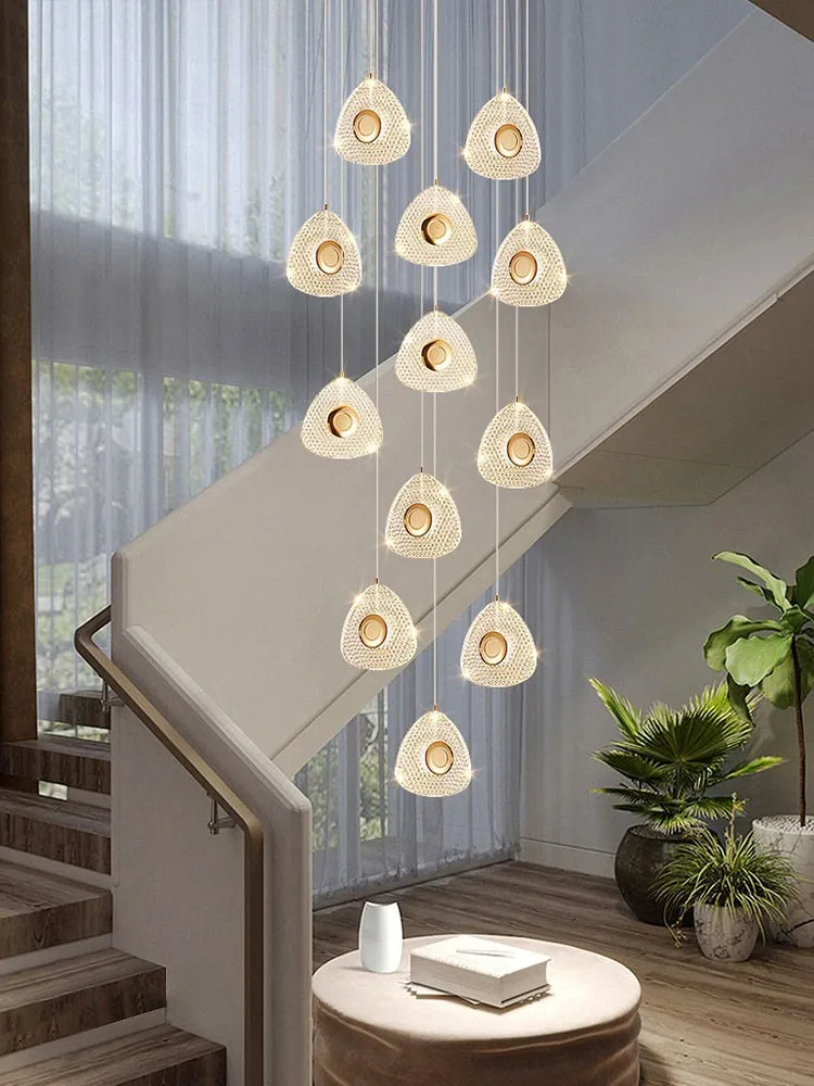 

Duplex Loft Staircase Chandelier Lighting Nordic Style Simple Living Room LED Pendant Light Indoor Suspended Acrylic Chandeliers