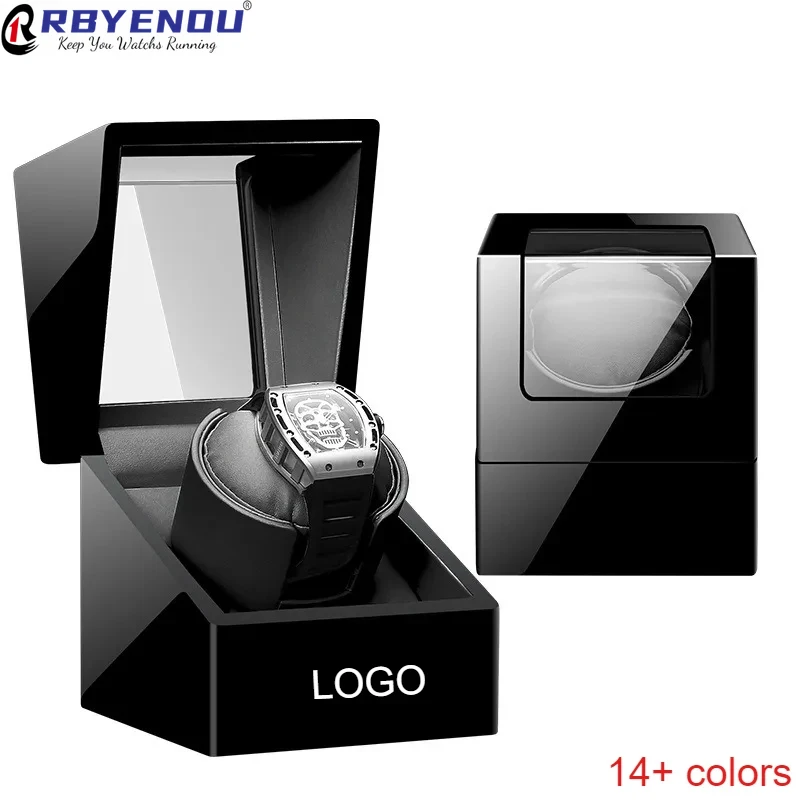 Classic Home Watch Winders Anti Magnetic Electric Turntable Rotating Collection Single Slots Watch Case Box Customizable Logo