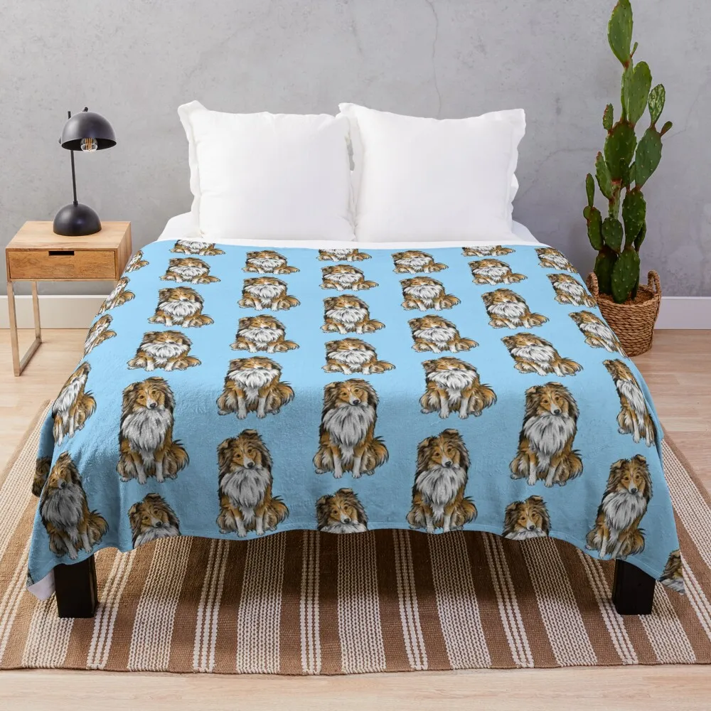 Sheltie Shetland Sheepdog Mahogany Sable Cute Dog Art Throw Blanket For Baby Summer Beddings Luxury Bed linens Blankets