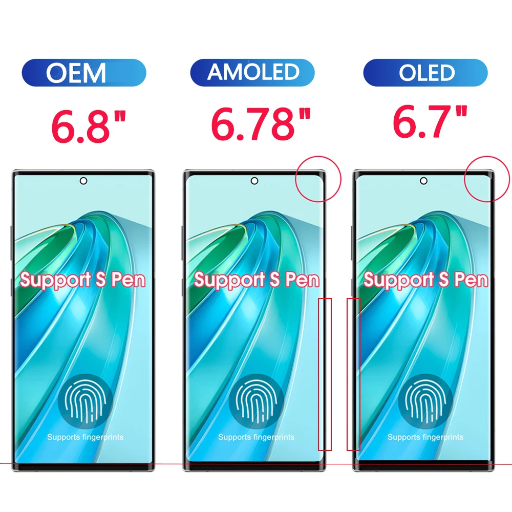 Conjunto do digitador do tela táctil da exposição do LCD, AMOLED, galáxia S22 ultra de Samsung, 5G, 6,8 \