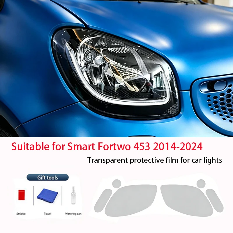 

Fit for Smart Fortwo 453 2014-2024 Transparent Smoked Black TPU Front Headlight Protective Film Anti-Scratch Vinyl Accessory Kit