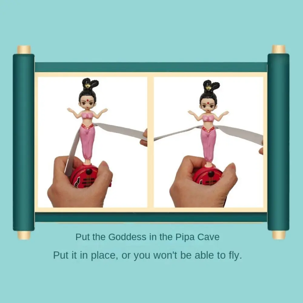 Funny Dancers Flying Dolls Disc Fairy Spinner Toy Cartoon PP Flying Disc Toy Pipa Fairy Flyer Pull String Toy Birthdays