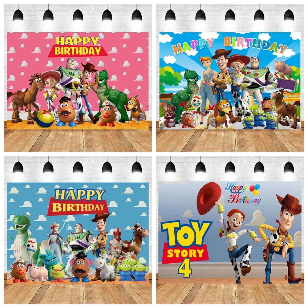 

Toy Story Photography Background Children's Birthday Party Decoration Boy Cartoon Background Birthday Buzz Lightyear Customized