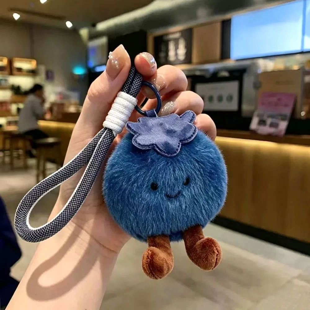 

Fluffy Blueberry Plush Keychain, Soft Stuffed Doll Toy Bag Pendant, Mean 'Block Bad Luck', Home Decor Ornament Gift for Kids