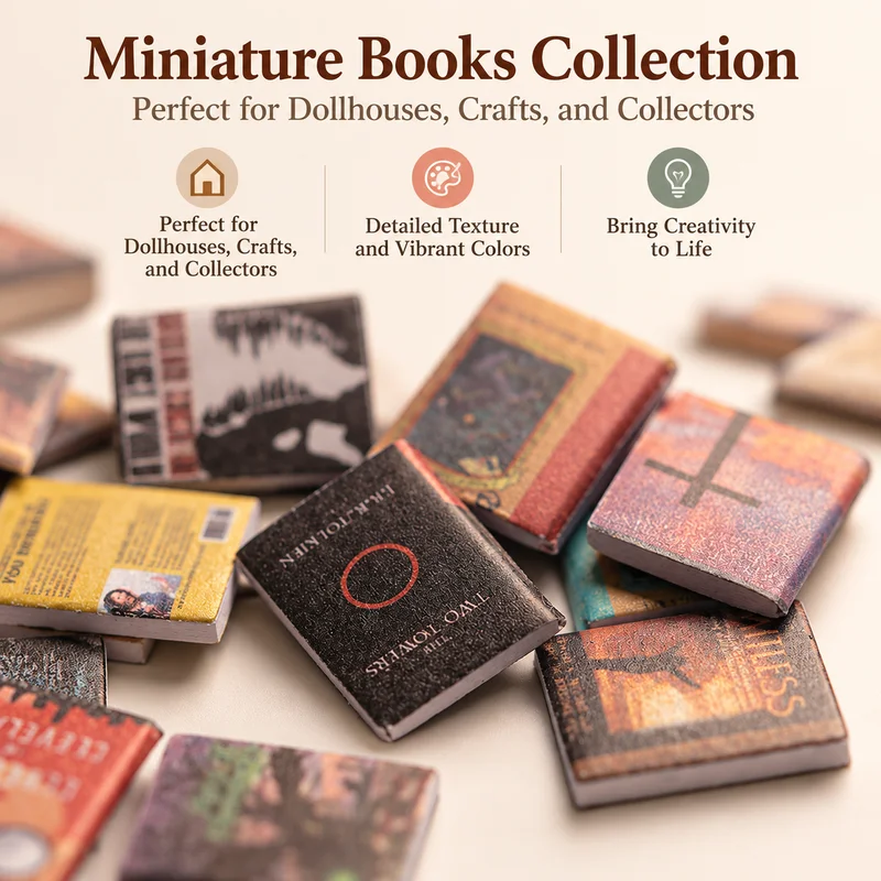 Mini Dollhouse Books with Mini Book Shelf, Miniature Simulation Book Model, Doll House Scene Decor, Home Decoration Accessories