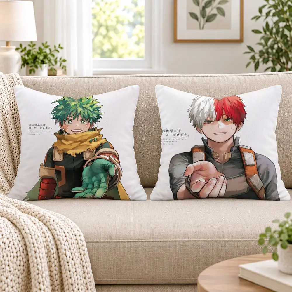 M-My Hero AcademiaS Cushion Cover Short Plush Double-Sided Printing Sofa Bedroom Living Room Throw Pillow Cover Home Decor