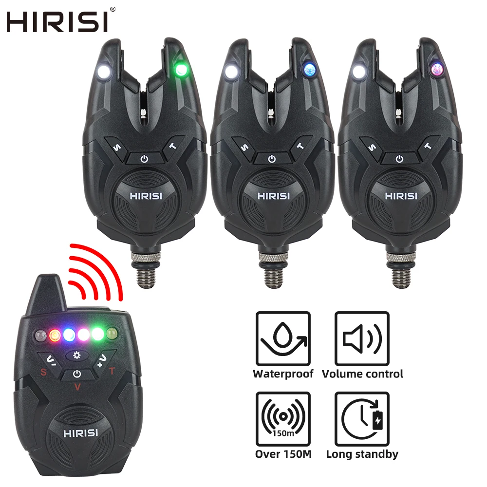 

Hirisi Carp Fishing Alarm, Wireless Bite Alarm with 1 +3 Set, Waterproof Bite Indicator, Fishing Accessories for Carp Fishing S9