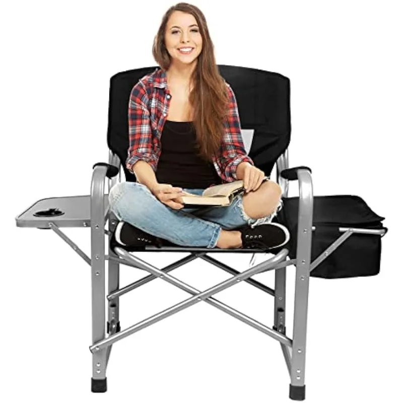 

KingCamp Heavy Duty Camping Director Chair Outdoor Folding Chairs for Adults Oversized Camp Chair with Side Table, Cooler Bag