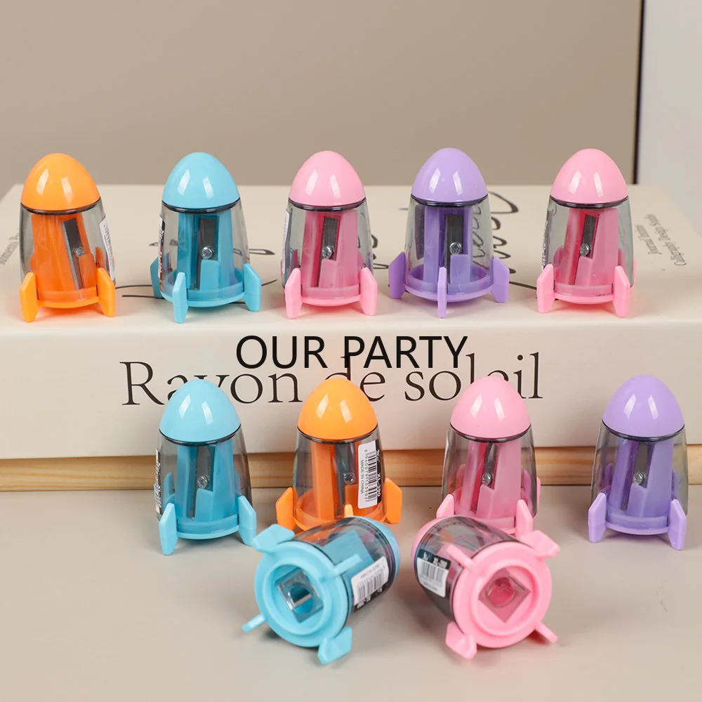 10Pcs Mini Rocket Spaceship Shape Pencil Sharpener Gift for Kids Birthday Party Favors Back To School Stationery Gift Goodie Bag