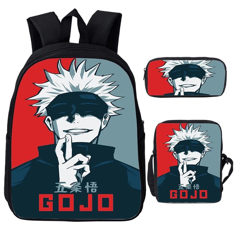 Anime Jujutsu Kaisen Backpack Gojo Satoru Cartoon Bags Student Schoolbag Boys Girls Rucksack Large Capacity Bookbag 3pcs Set