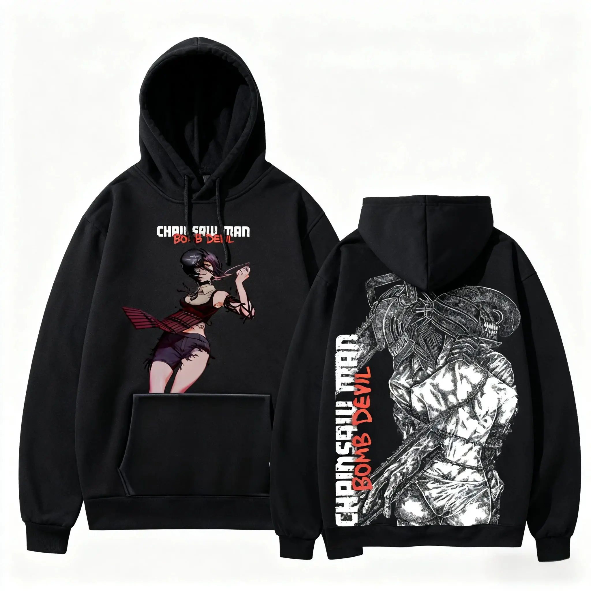 الهيب هوب هوديي بالمنشار رجل Reze أنيمي مطبوعة هودي الرجال النساء المتضخم الخريف البلوز Harajuku بلوزات طويلة الأكمام للجنسين #4