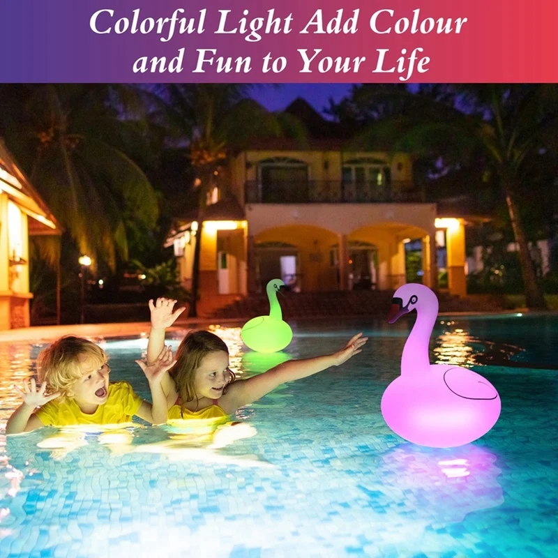 Luces flotantes para piscina Swan RGB, luces solares regulables para piscina, patio, decoración de boda