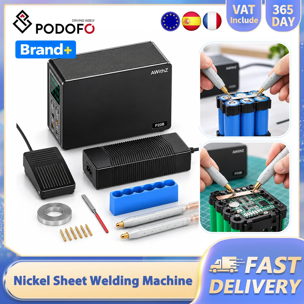 Podofo, saldatrice a punti con condensatore da 14,6 kW e 8000 W, saldatrice a punti portatile ad alta potenza, set di strumenti per saldatura, display LCD, interruttore a pedale, modello 1625A,