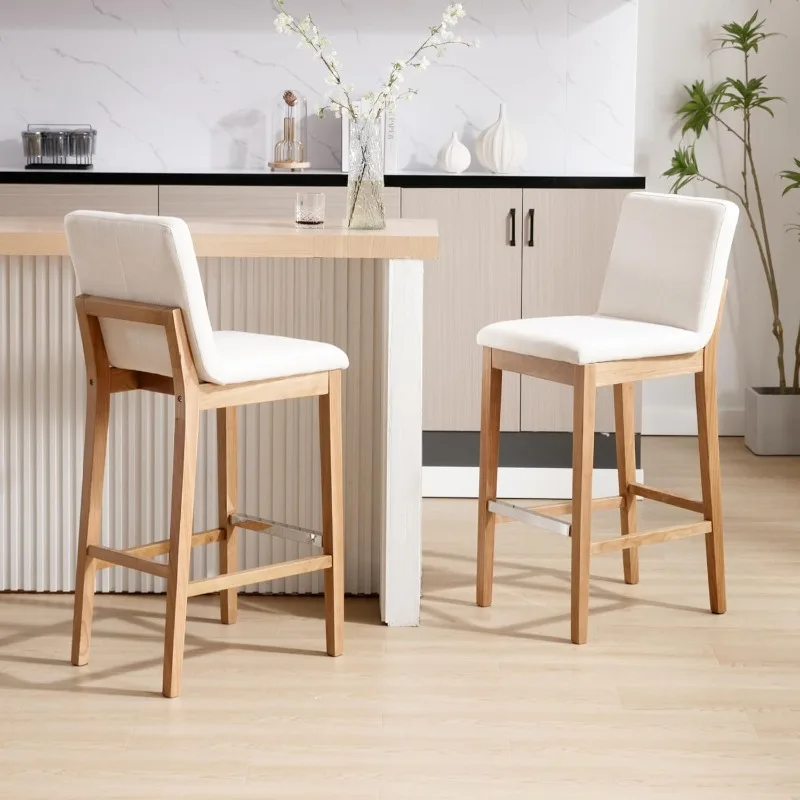 30 Inch Bar Stool 2-piece Farmhouse Soft Cushion with Back Support, Armless Bar Stool, Suitable for Bar Clubs and Bars