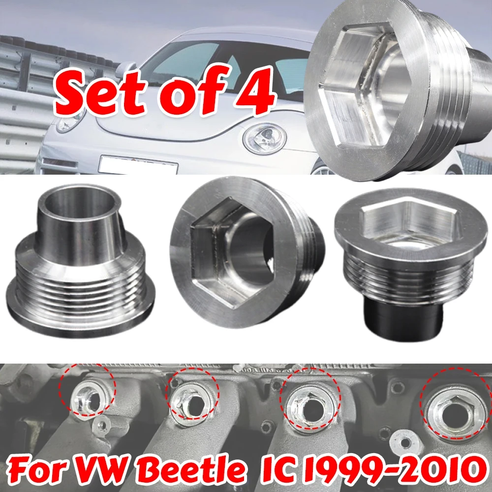 

4X Fuel Injector Insert Set For VW Beetle 1C 1999 2000 2001-2010 New Upgrade Aluminum Cup Seat 06B133555D Car Replacement Parts