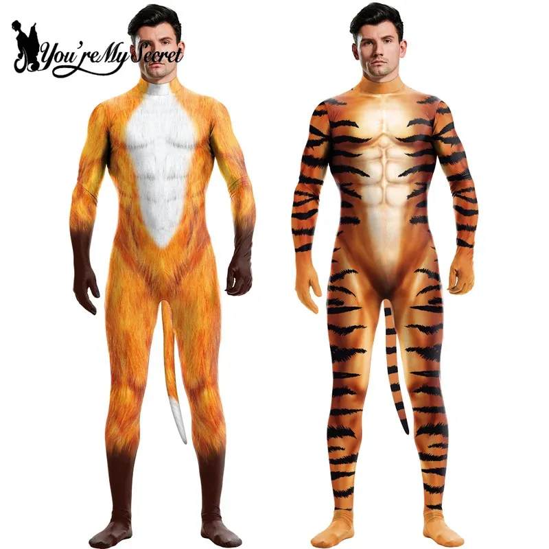 

Halloween Adults Unisex Animal Leopard Fox 3D Printed Cosplay Costume Outfit Carnival Festival Bodysuits Crotch Zipper Catsuit