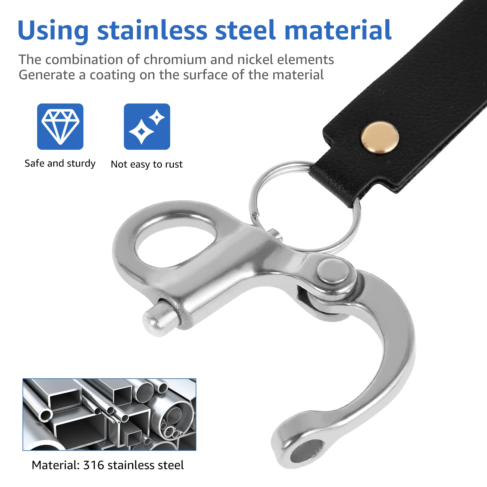 

4Pcs Fixed Snap Shackle Lanyard Stainless Steel Quick Release Shackle Wear Resistant Firefighter Quick Release Shackle for Home