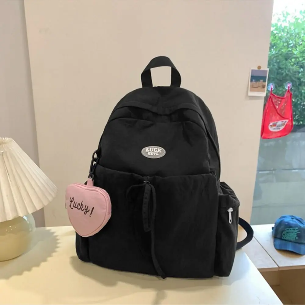 Lightweight Nylon School Backpack Trendy Cute Schoolbag Waterproof Large Capacity Shoulder Bag Commuting