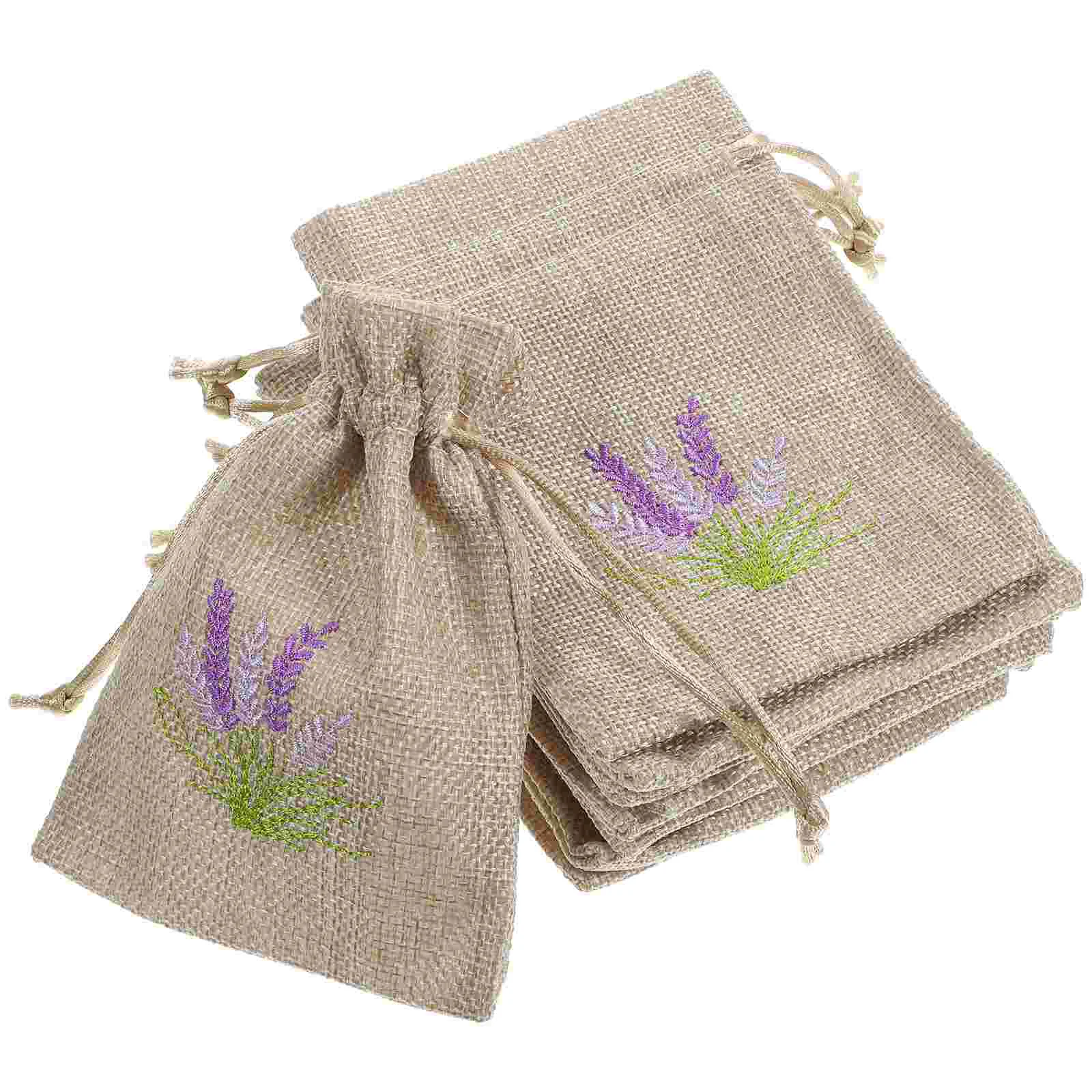 10 Pcs Portable Linen Lavender Sachet Bags Drawstring Closure Fragrance Sachets for Dried Flowers Storage Home Decor