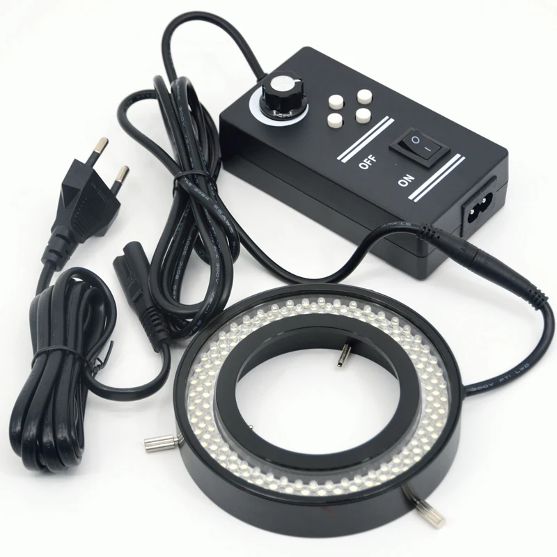 FYSCOPE 144 LED czterostrefowy mikroskop lampa pierścieniowa z adapterem 90-240V mikroskop led Light duży rozmiar 108MM Outsize