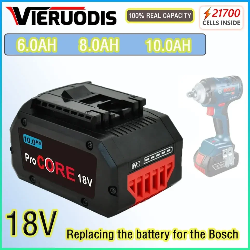 

For Bosch 18V 8.0AH 6.0AH 10.0AH Professional Cordless Tool BAT609 BAT618 GBA18V80 21700 Battery ProCORE Replacement Battery