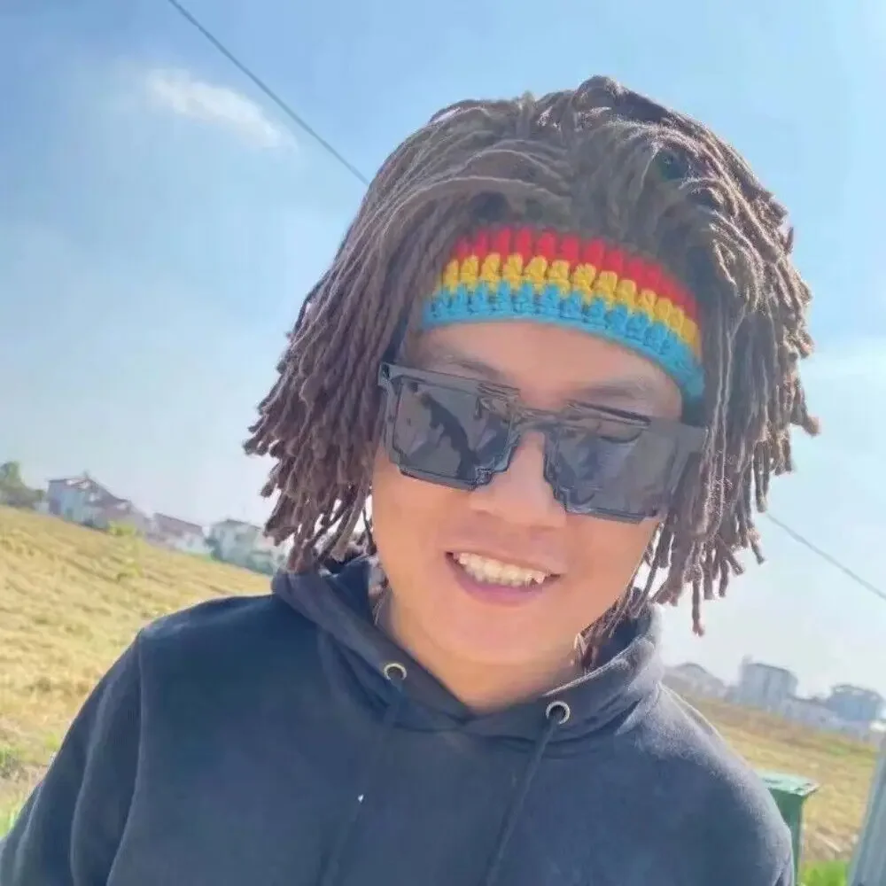 Jamaican Wig Braid Hat Unisex African Dreadlocks Hair Wig Cap Knitted Beanie Hat Fancy Halloween Cosplay Party Wig Headwear Prop