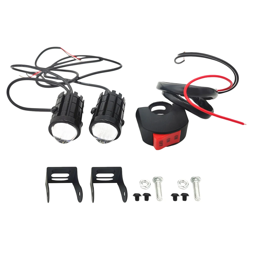 

2pcs Motorcycle Led Headlight Lamp with Switch 12-60V Dual-Color White/Amber Universal Auxiliary Spotlights Fog Light