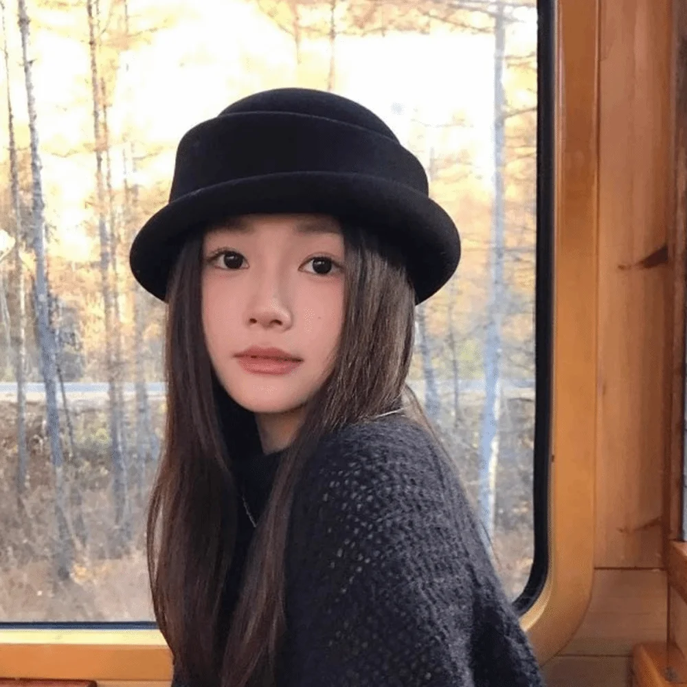 

Live Show Vintage Looking Woolen Rolled Edge Cap Beret Versatile British Top Hat Warmer Retro Woolen Formal Hat Lady