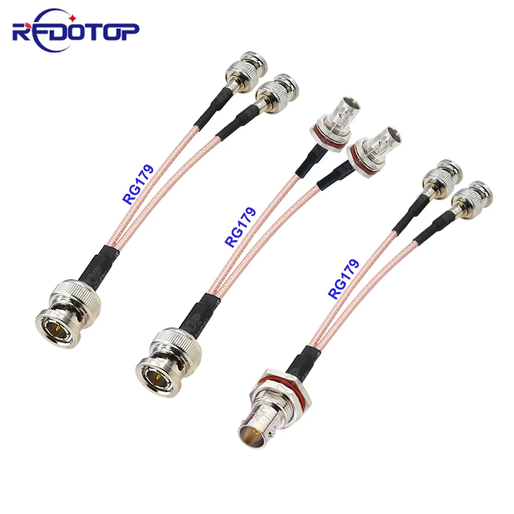 RG179 Cable BNC Splitter Cable V Type 1*BNC to 2*BNC 75Ohm Connector RG-179 RF Coaxial Jumper Pigtail 15CM/20CM/25CM/30CM/50CM