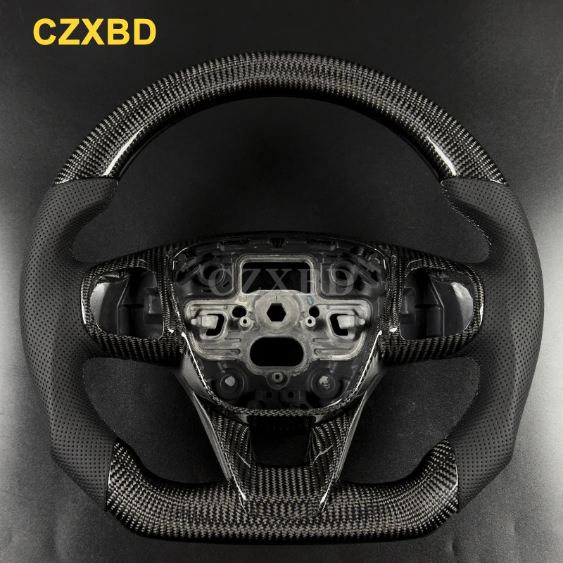 Rode marker geschikt voor Ford Fiesta ST MK8 2021 Focus matzwart koolstofvezel stuurwiel Hoge kwaliteit sportwiel aangepast