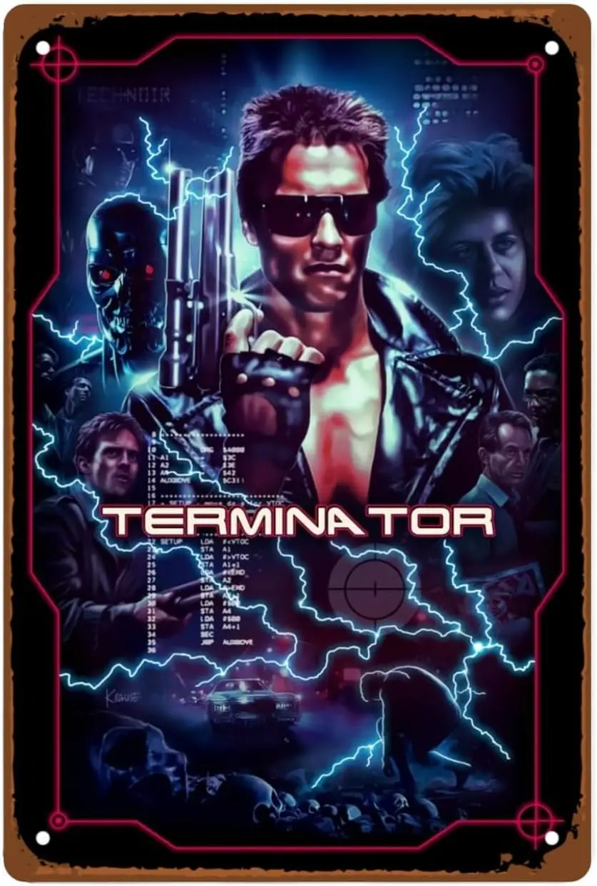 The Terminator Films Metal Wall Tin Sign Action Fighting Films Casual Retro Gift Man Cave Decor Vintage Decorations Robot Battle