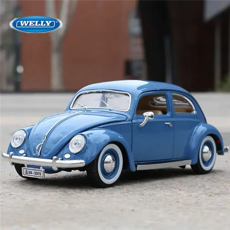 WELLY-modelo de coche de aleación Volkswagen Beetle 1:24, vehículo de juguete de Metal fundido a presión, colección de alta simulación, juguetes para niños, regalos