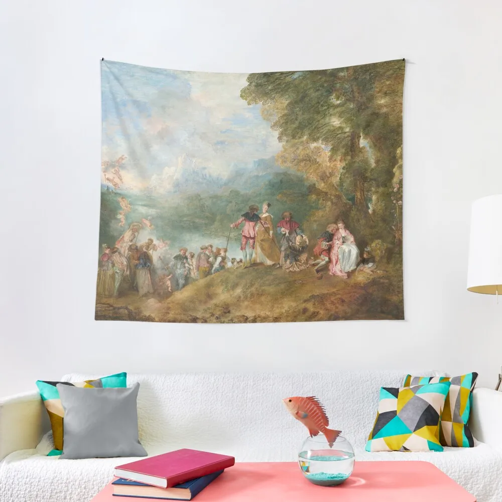 Pilgrimage to Cythera, so-called The Embarkation for Cythera - Antoine Watteau Tapestry Home Supplies Wall Hanging Tapestry