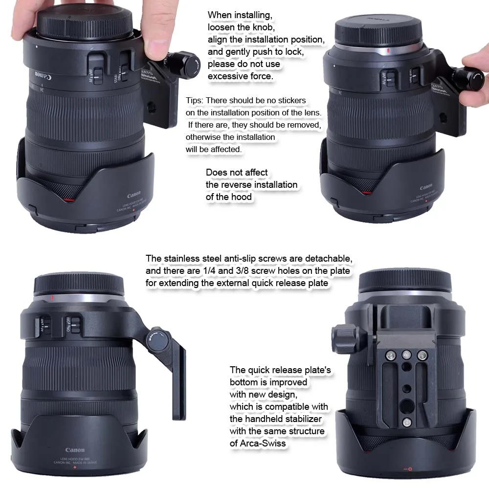 iShoot Lens Collar Tripod Mount Ring Support for Canon RF 24-70mm F2.8L IS USM, with Arca-Swiss Quick Release Plate