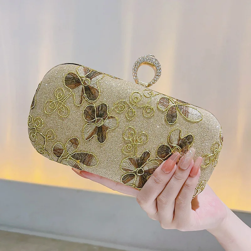 

2025 New Embroidered Square Bag Vintage Evening Bag for Women Elegant Clutch Purse with Shoulder Strap Luxury Banquet Handbag
