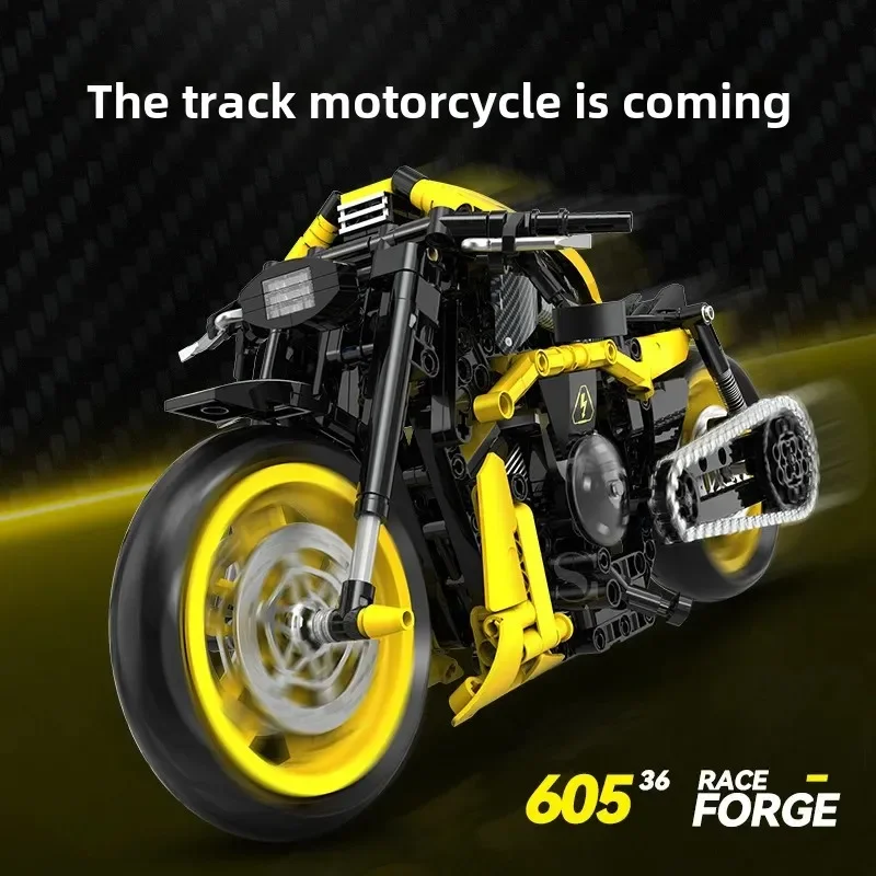 

554 шт. MOC технические 1:8 строительные блоки для мотоциклов, сборка спортивных автомобилей, кирпичи, игрушки для мальчиков, Рождественский подарок, развивающая игрушка