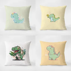 Little Dinosaur Print Cartoon Pillowcase Interior Decoration Office Living Room Home Pillowcase