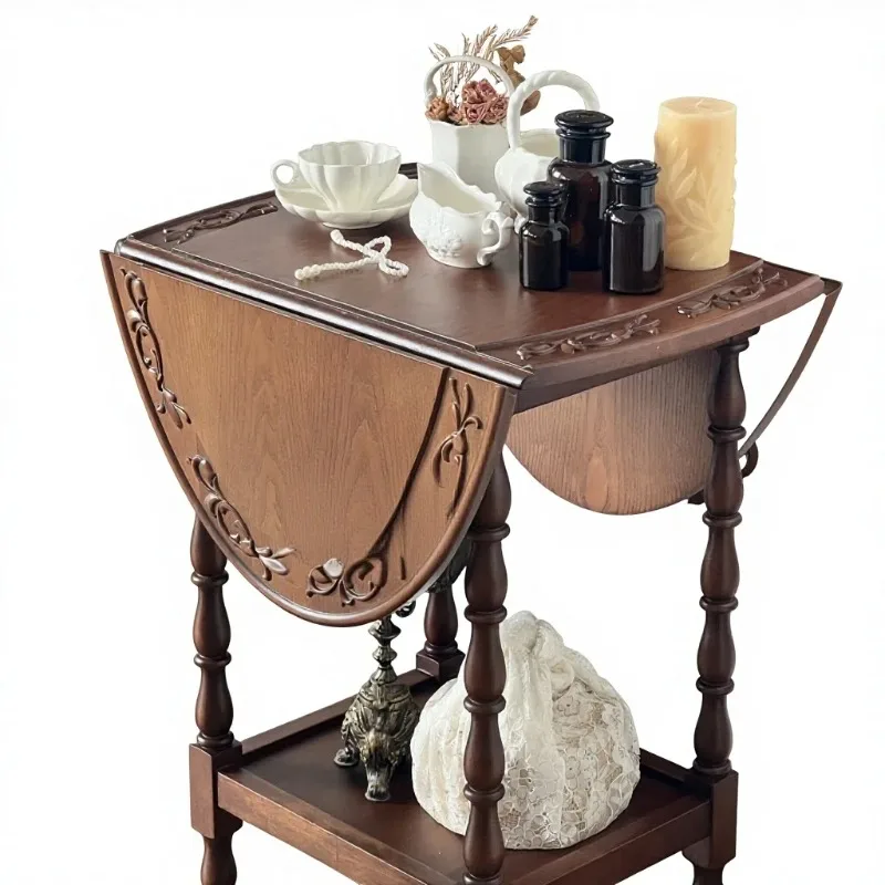 

Reproduction of a 1920s British Antique Foldable Ash Wood Coffee Table Mini Dining Side Table Vintage butterfly Table