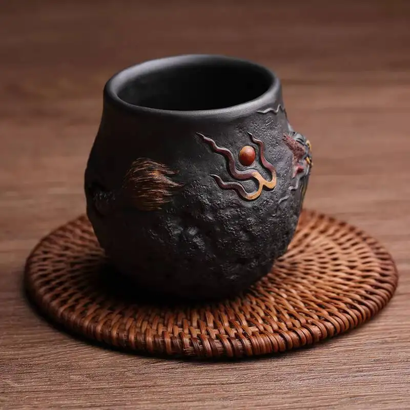 Yixing Zisha Master Purely Handmade Xu Hailong Canglong Dragon King Cup Tea Set Can Be Raised