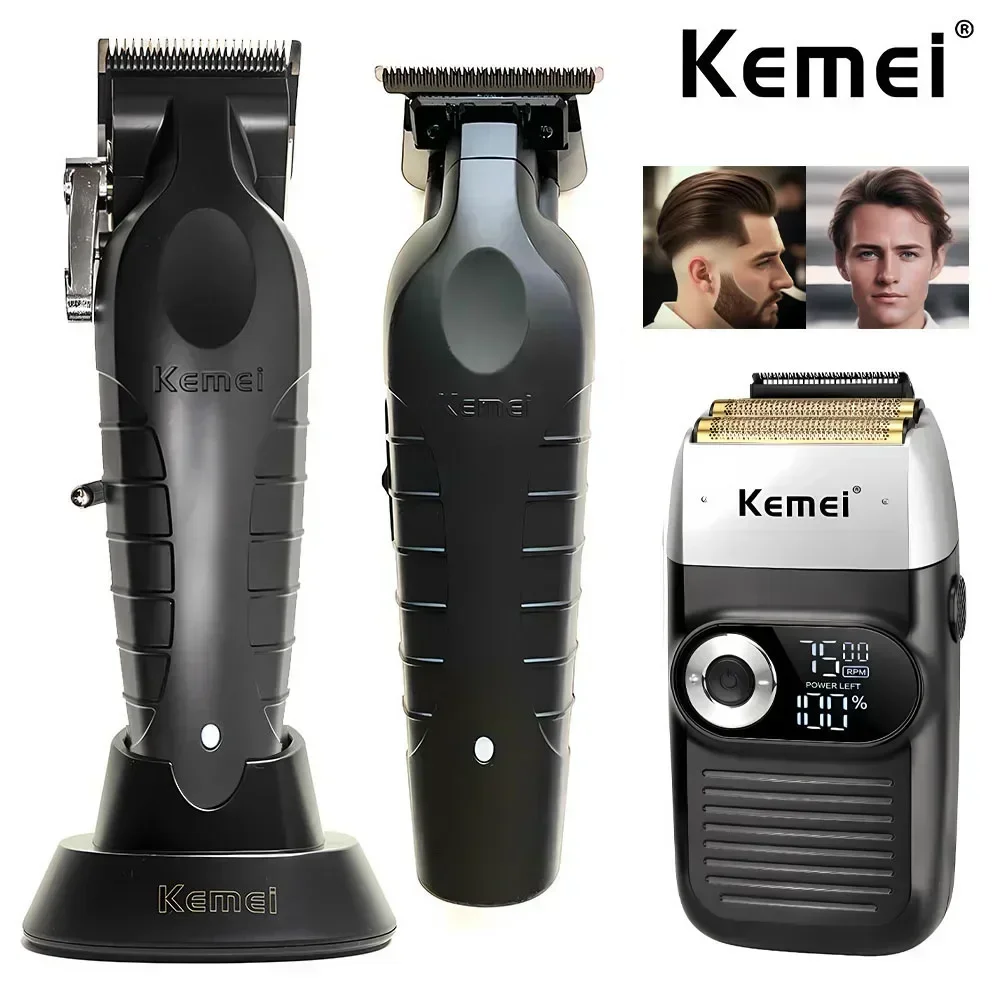 Kemei Hair Clipper Kit para Homens, Barbeador Elétrico, Aparador De Cabelo, Máquina De Corte Profissional, KM-2296