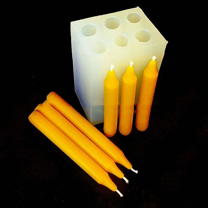 1PC 6 Hole Long Rod Cylindrical Candle Silicone Molds DIY Handmade Craft Making Supplies Home Decoration