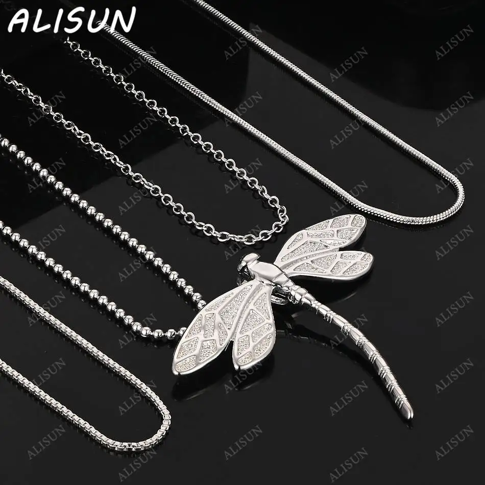 

ALISUN 40-75cm 925 Sterling Silver Dragonfly Pendant Necklace For Women Men Anniversary Popular Wild Fashion Romantic Jewelry