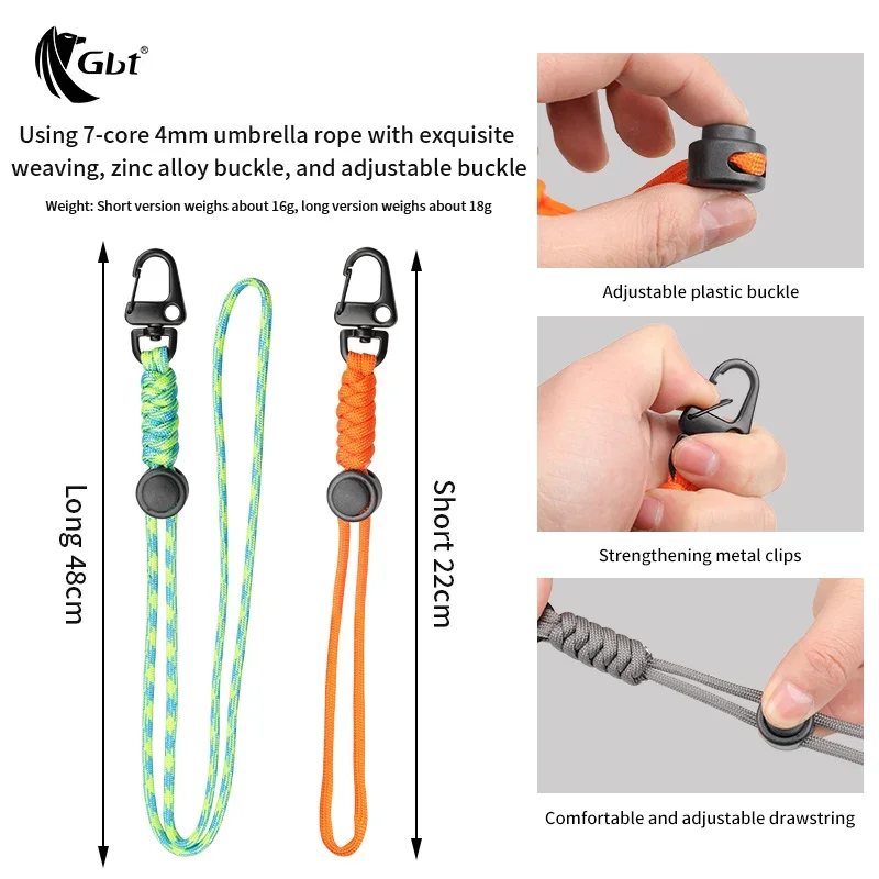 Hand woven outdoor travel adjustable hanging rope suitable for mobile phone ID hanging rope