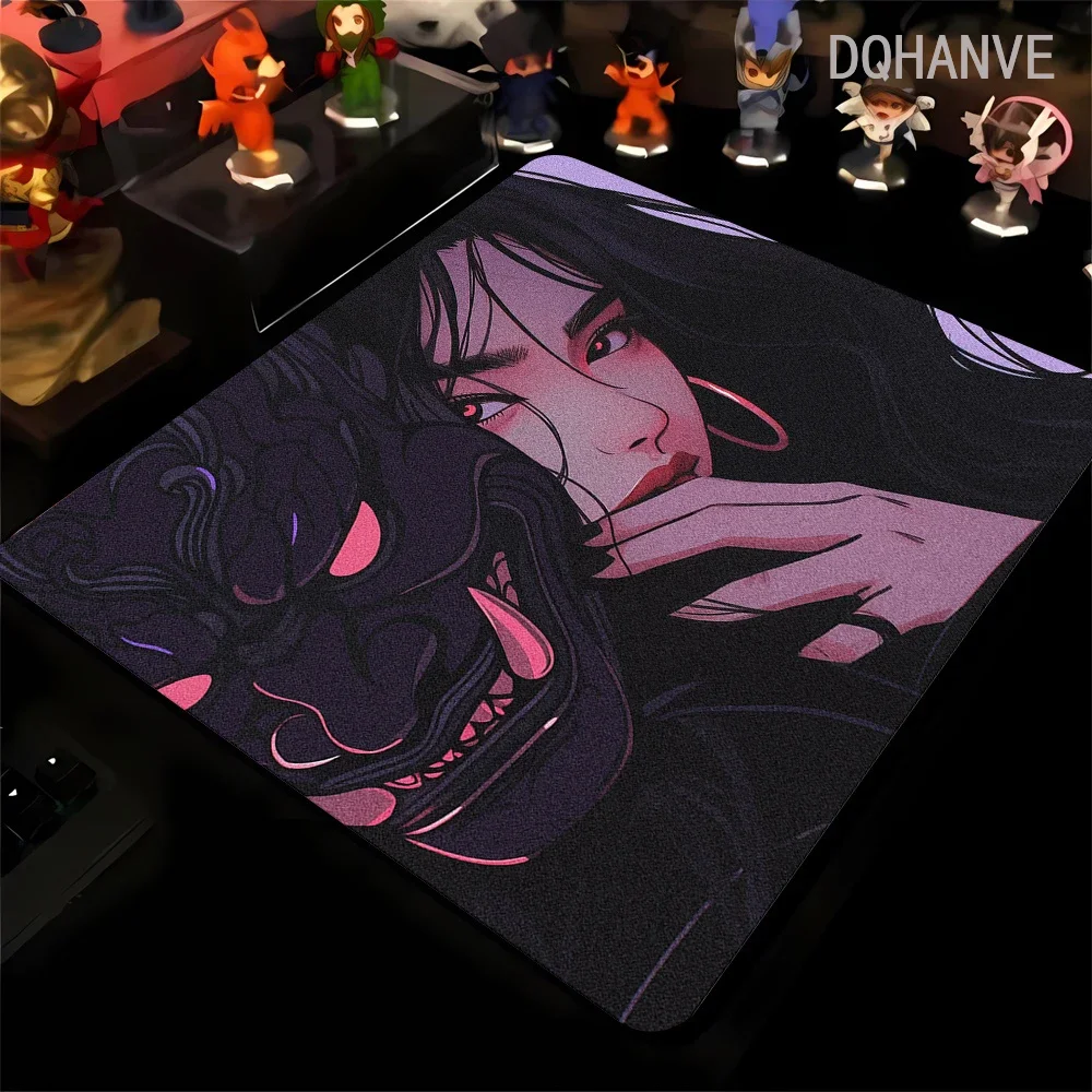 Large Gaming Mousepad Oni Mask Girl Mouse Pad Gamer Speed Keyboard Pads Laptop Carpet Ultra fine surface Large Mouse Mat 40x45